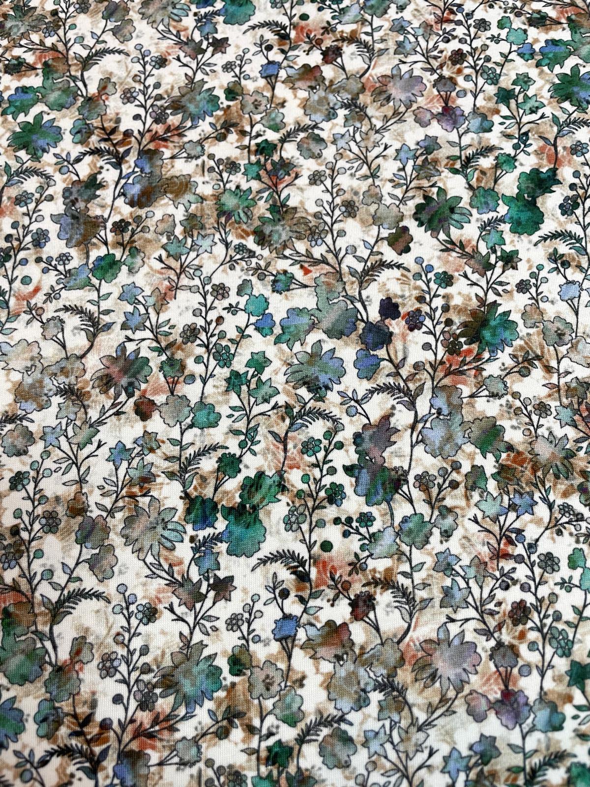 Jersey "Aquarell Eucalyptus" Blättermuster Jersey "Aquarell Eucalyptus" Blättermuster